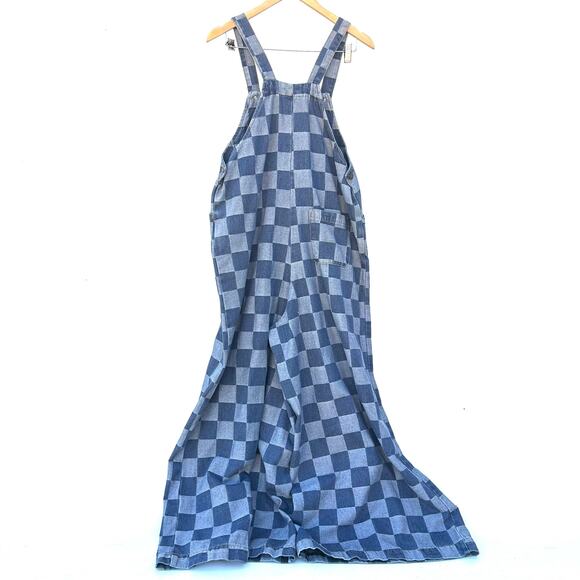 New Dressed in LALA Big Feelings Oversized Denim Checker Overalls Wide Leg Small - Picture 6 of 11